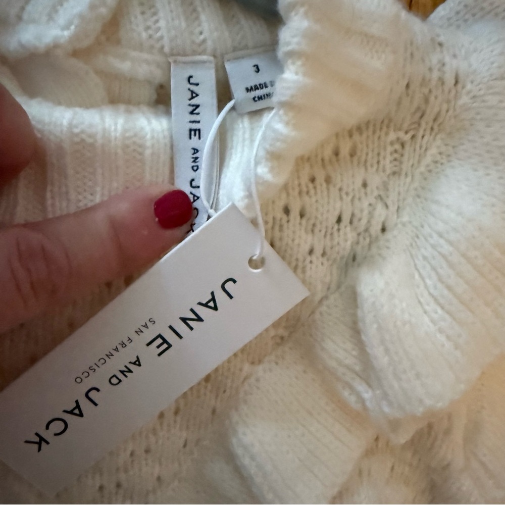 Janie and Jack Ivory Ruffle Girls Toddlee Sweater NWT Size 3t - Picture 2 of 2
